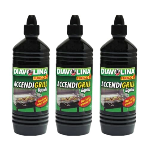 Diavolina Accendigrill Liquido, non lascia odori sui cibi, Offerta Multipack 3 confezioni