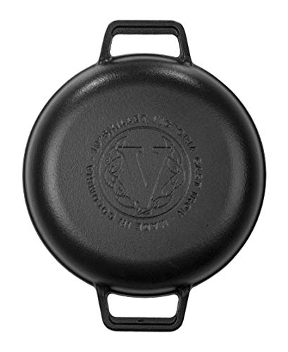 Victoria Cast Iron Round Grill Pan With Double Loop Handles Seasoned With 100% Kosher Certified Non-Gmo Flaxseed Oil, 10 Inch, Black #TOP1