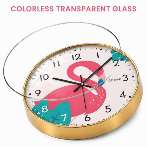 Image of Flamingo Wall Clock for Home Decor Non-Ticking Silent Wall Clock | Modern Wall Watch for Hall, Living Room, Office & Bedroom | Fancy Wall Clocks Battery Operated | Round Easy-to-Read Wall Watch