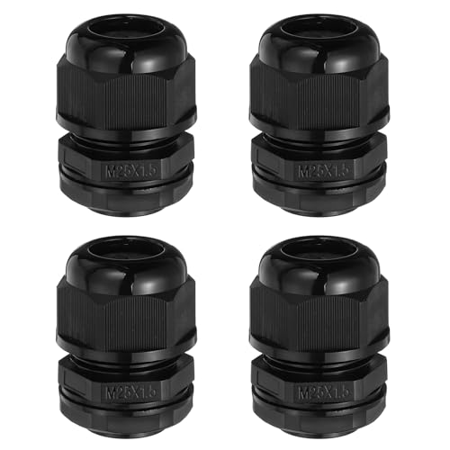 sourcing map 4 Pcs M25 Cable Gland, 5-6mm 5 Wire Holes Waterproof Nylon Joint for Cable Fixing, Wiring, Repairing, Gland Replacement, Electrical Appliances, Black
