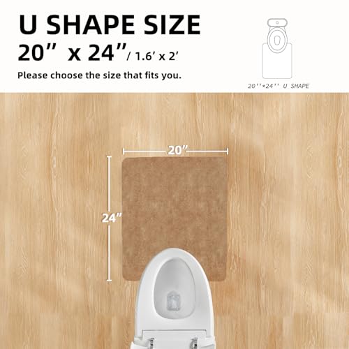 Toilet Rug, Thin Toilet Rugs U Shaped Washable Non Slip Absorbent Quick Dry Low Pile Toilet Mat, 20"x24" U Shape Camel