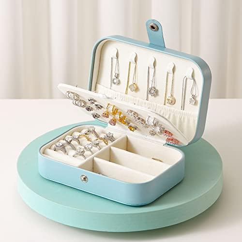 Larlary Jewellery Box,Jewelry Boxes, Travel Jewellery Box, Women's Jewelry Boxes, jewelry storage boxes for rings, earrings, necklaces and bracelets (Light Blue)