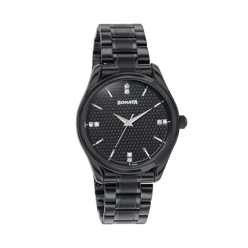 Image of Sonata Jashn with Quartz Analog Black Dial Black Strap Men's Wedding Watch - 77206NM01