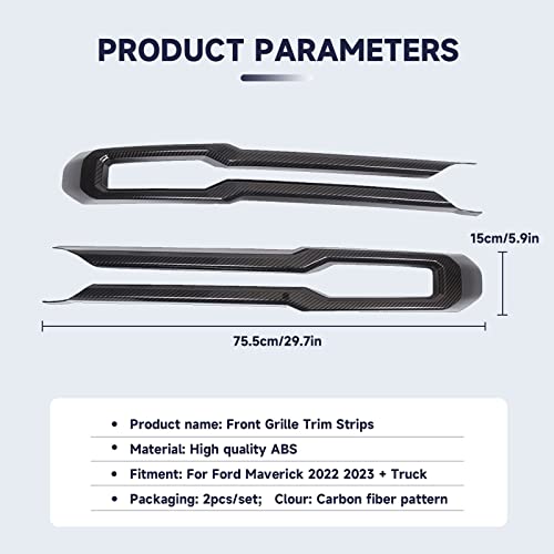 Image of TOYCIDFG Front Grille Trim Strips Compatible with Ford Maverick 2022 2023 Truck Grille Trim Strips Cover Frame Car Decorations Stickers (Carbon Fiber Pattern)
