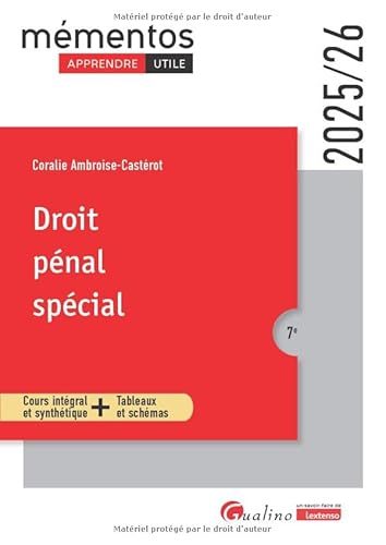 livre Droit pénal spécial: Cours intégral et synthétique + Tableaux et schémas (2024-2025)