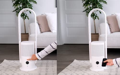 Ultty Bladeless Tower Fan And Air Purifier In One, True Hepa Filter 99.97% Smoke Dust Pollen Dander, Oscillating Tower Fan With Remote Control R22, White #TOP2