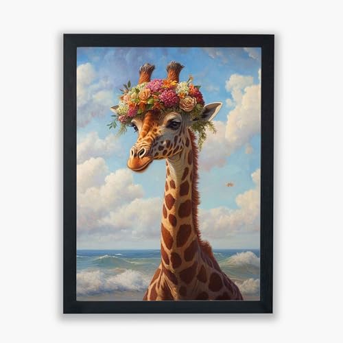 Décoration murale fantaisiste de girafe côtière cadre moyen tableau affiche animaux