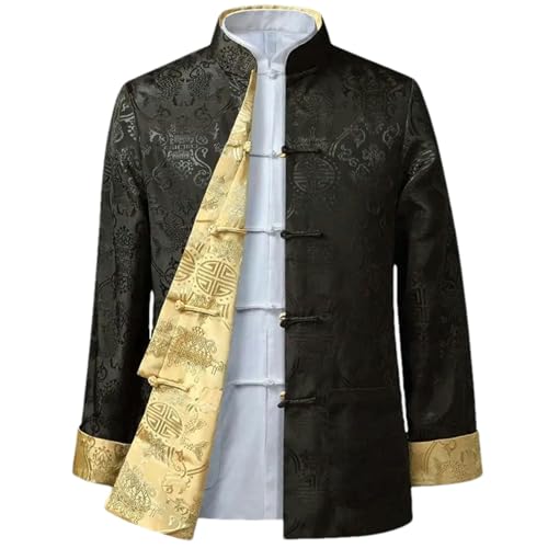 Tang Suit Coat Men Spring Autumn Casual Jacket Chinese style Double Sided Wear Vintage Stand Collar Outerwear4