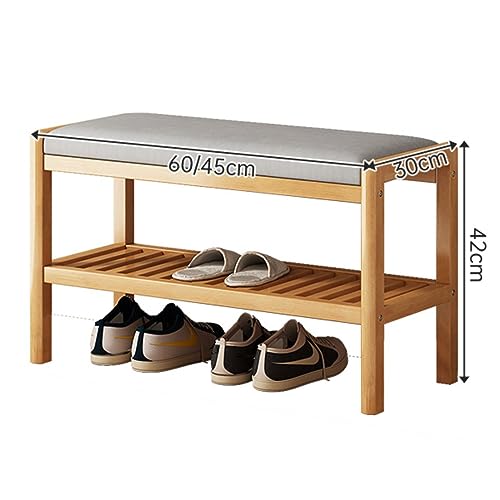 Tabouret à langer en bois massif et range-chaussures compact de salon