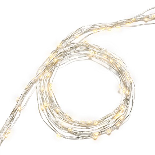 Fairy Spray String Lights - Waterproof Outdoor, 9 Strand Cascading Waterfall Garland Light, Warm White Twinkling LEDs, Silver Bendable Wire, 8.5 Feet, Cordless Battery Operated - Thumbnail 4