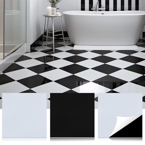 Spiareal 48 Pieces Peel and Stick Floor Tiles Vinyl Flooring 12 x 12 Inch Stick on Floor Tile Self Adhesive Waterproof DIY for Bathroom Kitchen Bedroom Living Room(Plaid) by Spiareal - Used condition - US$54.54