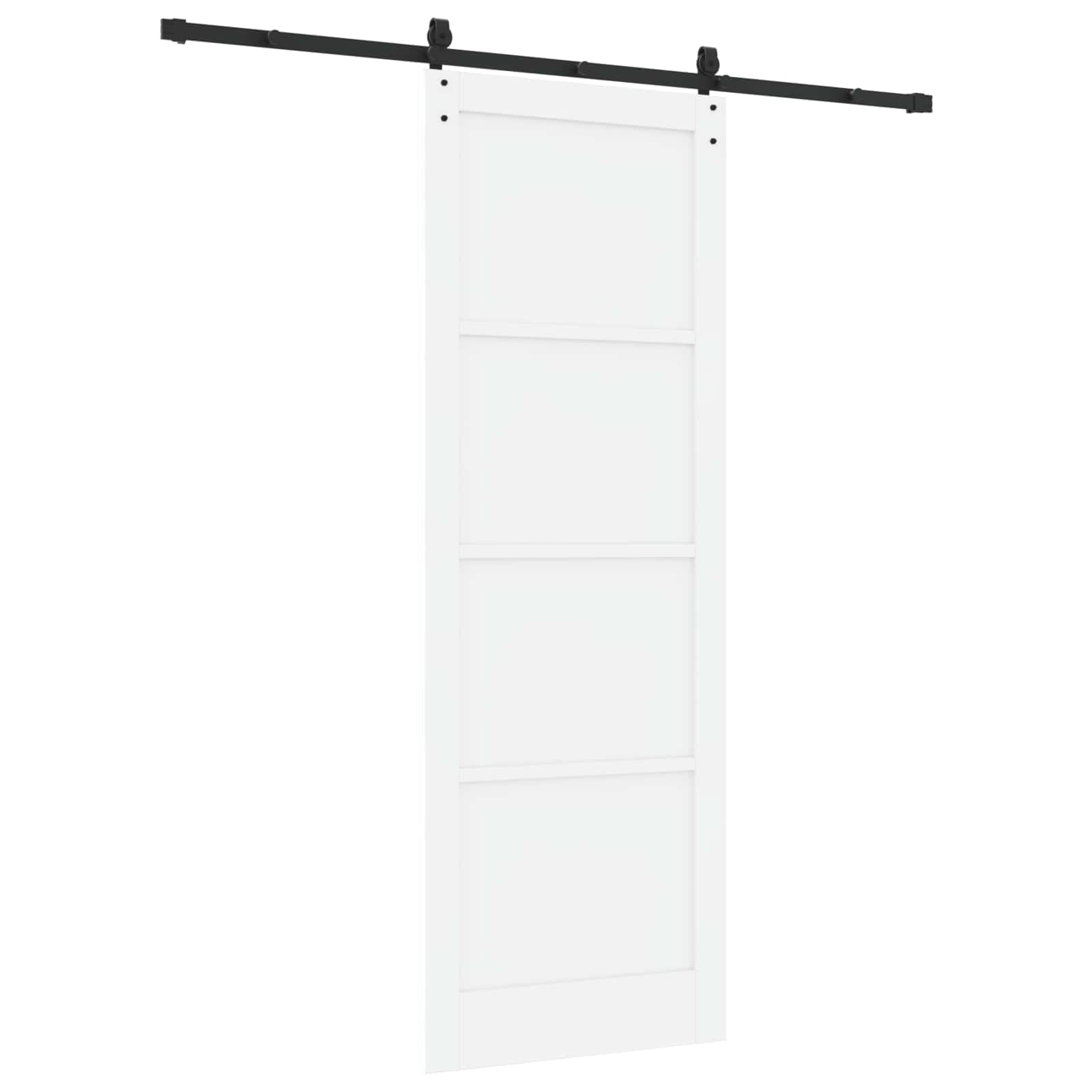 Schiebetür ORKDAL Weiß 83 x 232 cm aus massivem Kiefernholz, mit Schienen aus pulverbeschichtetem Stahl, für Innenbereich und platzsparenden Raumübergang