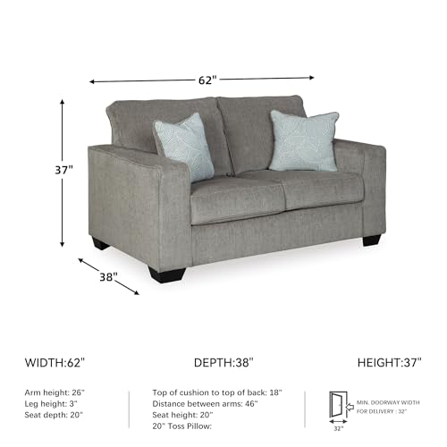 Image of Signature Design by Ashley Altari Loveseat Sofa, 62 in Small Gray Couch