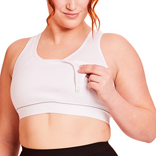 La Leche League Women's Wireless Nursing Sports Bra High Impact Support Nursing Bra, Small, White