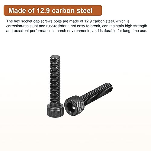 DTGN M6x30mm Socket Head Cap Screws Bolts, 25Pcs 12.9 Grade Alloy Steel, Metric Machine Hex Socket Screw, Hex Drive - Image 3