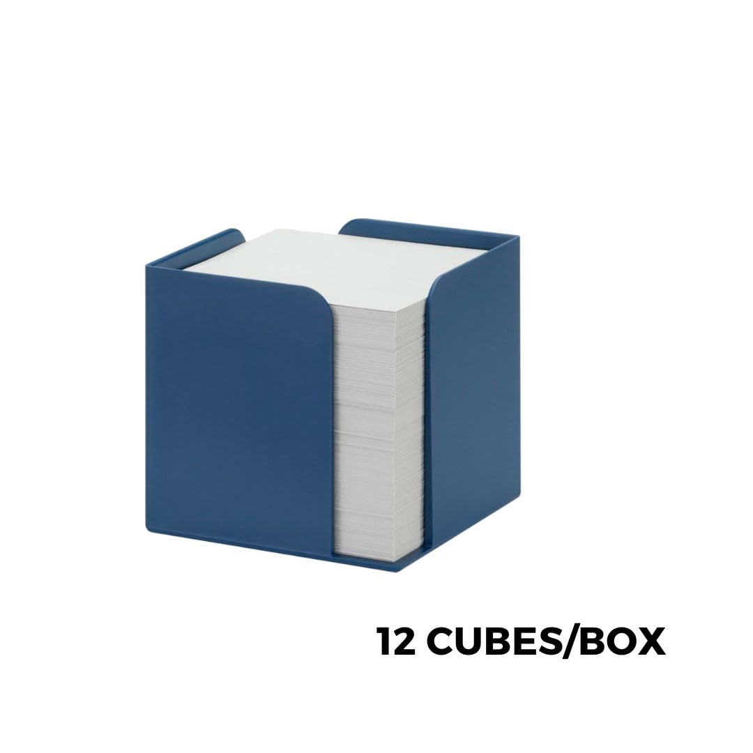 Jalema 2299172092 Zettelwürfel Re-Solution, aus 100% Recycling-Kunststoff, Blauer Engel zertifiziert, Zettelbox, Zettelkasten, Notizbox für Büro, inclusive 850 Blatt holzfreies 80g/qm Papier, blau