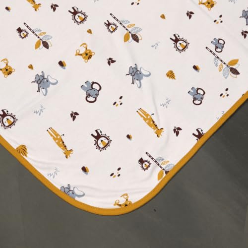 Image of TinyLane - Curated for you! Reversable Bamboo Cotton Blanket for New Born Baby, Baby Blankets Newborn, Baby Blanket for 0-2 Years, Pack of 1, 100 * 80cm, Jungle Tribe Design