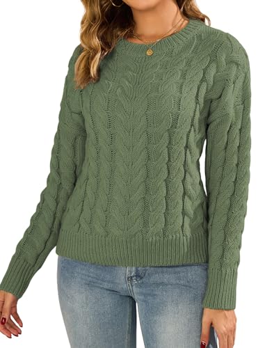 Image of ZAFUL Womens Oversized Sweaters 2025 Cable Knit Chunky Sweater Long Sleeve Crewneck Pullover Loose Outfits