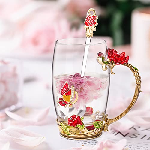 image for OEAGO Gifts for Women Mom Mothers Tea Cup Best Birthday Butterfly Rose