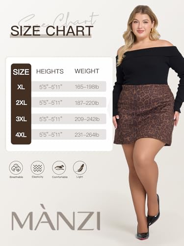 Image of MANZI Women's Plus Size Pantyhose 4 Pairs Sheer Nylon Tights
