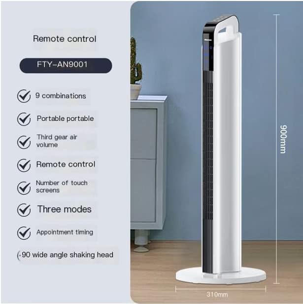 Tower Fan Oscillating Fan Silent Cooling Remote Control Powerful Standing 3-speed Wind Mode Bladeless Floor Fan Portable Bladeless Fan Suitable for children bedroom home office (White heightened mechanical models)