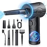 Compressed air Duster - 130000RPM Cordless Air Blower for Keyboard Cleaner,No Canned Air Duster Electric Air Duster with LED Light, Rechargeable Air Dusters 3 Speeds car dusters