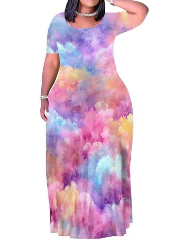 Image of Plus Size Maxi Dresses for Curvy Women T-Shirt Summer Sun Dresses Loose Fit