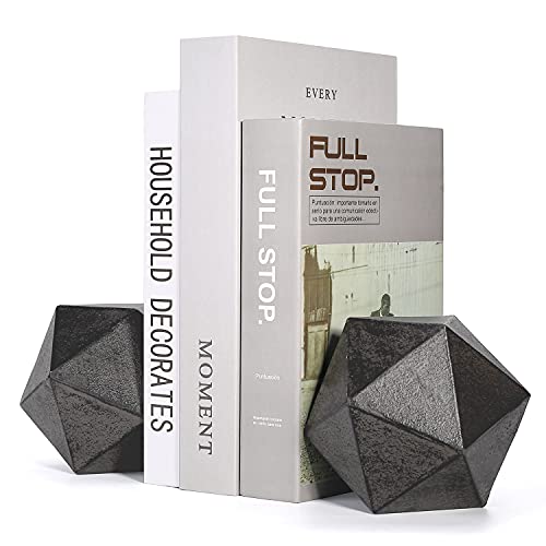 Ambipolar Geometric Decorative Ball Shaped Bookends, Modern Cast Iron Black Bookends for Office Desk, Book Shelf, Room Decor, Home Office, Book Stand or Organizer, Set of 2. Antique Black by Ambipolar - Used condition - US$22.36