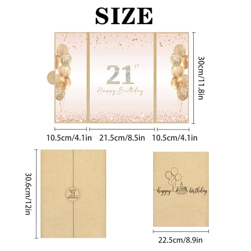 Image of DARUNAXY Champagne Happy 21st Birthday Alternative Signature Guest Book | 21st Birthday Party Decorations for Girls Women, Cheers to 21 Years Old Gifts 21 Birthday Signing Card Board Party Supplies