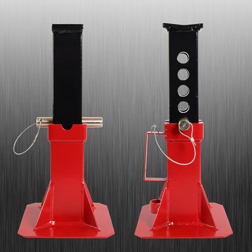 Image of Torin 12 Ton Heavy Duty Pin Style Adjustable Height Automotive Jack Stands, Red, 1 Pair