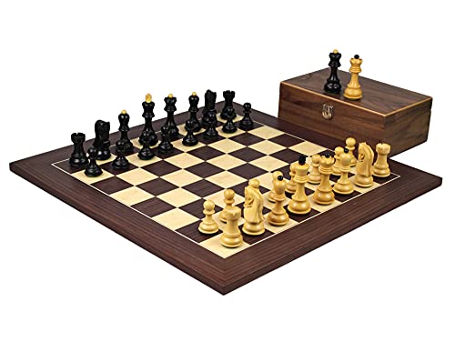 Chessgammon Holzschach Set Makassar Brett 20 Zoll Gewichtet Ebonisiert Zagreb Staunton Figuren 3.75 Zoll Cover