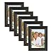 DesignOvation 209133 Kieva Solid Wood Distressed Picture Frame (Set of 6), 5 x 7", Black