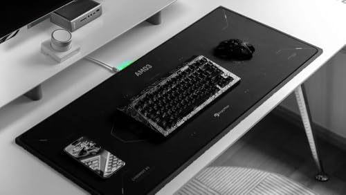 Image of Angry miao Wireless Charging Mouse Pad, Large RGB Gaming Desk Mat with Fast Wireless Charging Area, Extended Non-Slip Mousepad for Office and Gaming, Durable Water-Resistant Surface