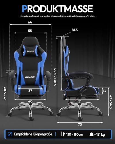 Gaming Stuhl Bürostuhl Gaming Sessel mit höhenverstellbaren Linkage-Armlehnen, ergonomischer Gamer Stuhl mit Fußstütze… – Ansicht 8