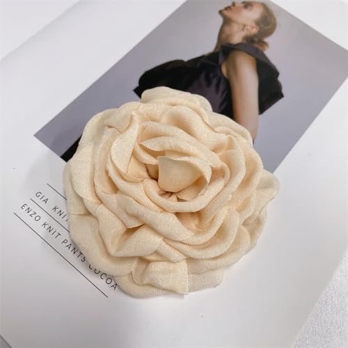 Image of Dainty Fabric Peony Flower Brooches Pin Delicate Camellia Flower Brooch Classic for Women Wedding Party Dance Banquet Elegant Lapel Pins Dress Suit Ceremony Clothes Accessories Jewelry Gifts 100mm