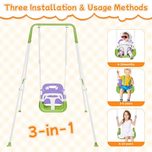 Image of 4-in-1 Toddler Swing Set & Baby Jumper and Bouncer for Toddlers | Foldable Baby Swing Stand for Outdoor /Indoor Play, Easy to Assemble and Store for Ages 6 Months to 10 Years Old