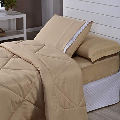 Kit Edredom Solteiro Aconchego 04 peças (Avelã)