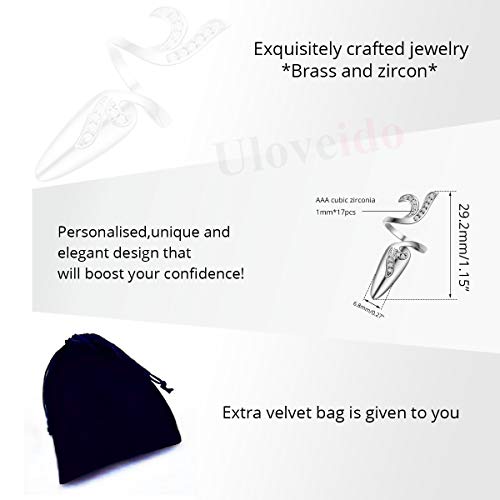 Little Finger Nail Cover Ring Art Decorations Fingernail Rings Crystal Rhinestone Nail Cap Jewelry For Women Girls Sz287-4 (Platinum) #TOP6