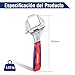 WORKPRO Llave Inglesa 200mm y Llave de tubo 2 en 1 Cr-v,Ajustable...