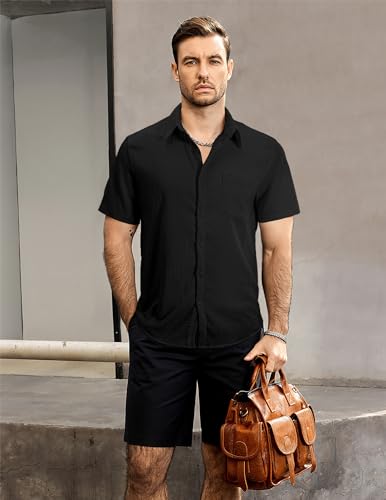 VATPAVE Mens Summer Striped Shirts Button Down Short Sleeve Vintage Beach Hawaiian Shirts with Pocket3