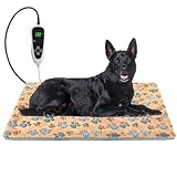GOLOPET Large Dog Heating Pad 36×24 in for Dogs Smart Thermostat,Whelping Box for Dogs Metal Tube Waterproof Shell with Plush Cotton Cover Puppy Whelping Supplies -Apricot
