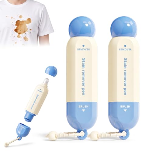 Image of Double-Headed Instant Stain Remover Pen - Dual-Tip Waterless Stain Remover for Oil, Wine & Food Stains, Compact Travel Spot Cleaner for Clothes, Office, Car, Home,2 Pcs - Blue