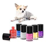 Dog Nail Polish Set, 6 Color Set (Pink, Purple, Red, Gold, Blue, Silver), Non-Toxic Water-Based Pet Nail Polish, Natural and Safe, Suitable for All Pet (Birds, Mice, Pigs and Rabbit), Easy to Remove