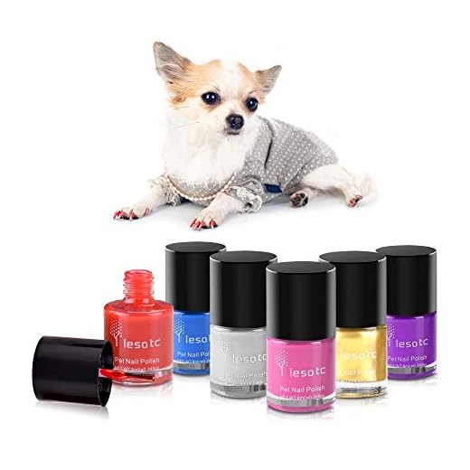 Dog Nail Polish Set, 6 Color Set (Pink, Purple, Red, Gold, Blue, Silver), Non-Toxic Water-Based Pet Nail Polish, Natural and Safe, Suitable for All Pet (Birds, Mice, Pigs and Rabbit), Easy to Remove