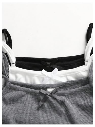 Image of SOLY HUX Girl's Tank Tops 3 Packs Cute Ruched Spaghetti Strap Camisole Slim Fit Undershirts