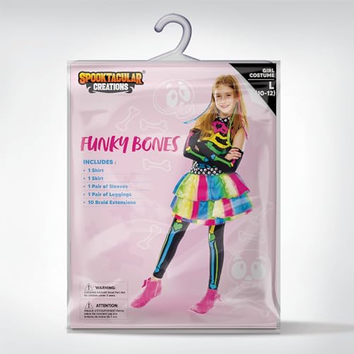 Spooktacular Creations 20082-M Funky Punky Bones Colorful Skeleton Deluxe Halloween Girls Costume Set thumb #5