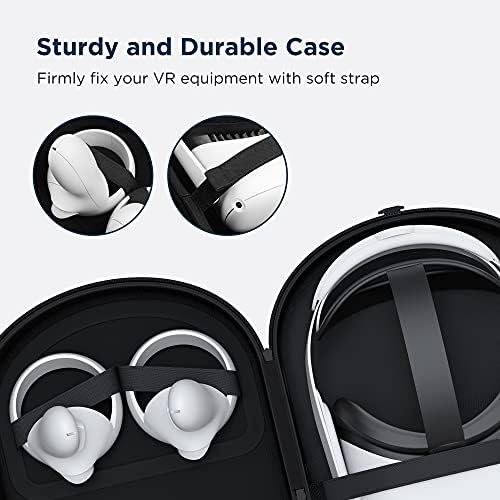 KIWI design Hard Protective Carry Case Compatible with Quest 2, Fit Official Elite Strap and KIWI design Upgraded Elite Strap, 7 in 1 Accessory Includes Silicone Face Cover, Lens Protector and Others