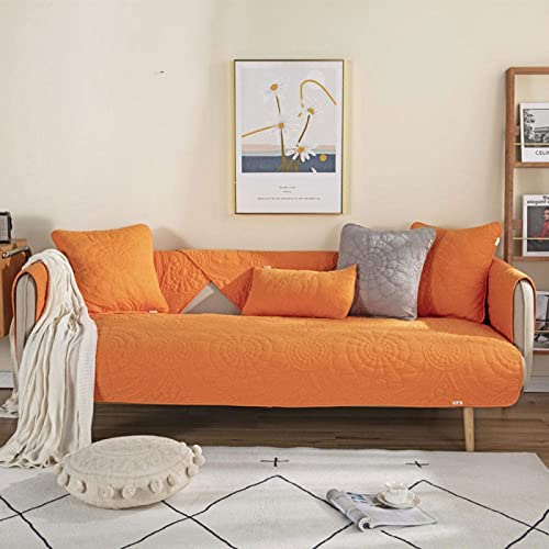 Coussin de canapé orange en coton matelassé fleurs 30x50cm - 2