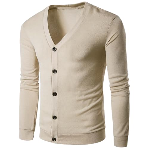 Men's Knitted Cardigan Sweater Long Sleeve V Neck Comfort Sweater Solid Color Button Up Simple Tops for Fall Winter3