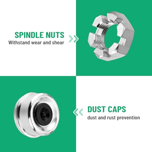 Image of 2 Sets 25580 15123 Boat Trailer Axles Bearing Kit | with Grease Seals, Spindle Nuts, 2.72 inch Dust Caps and Rubber Plugs, Cotter Pins for 5200-6000 lb.Tandem Axles #D42 Spindle